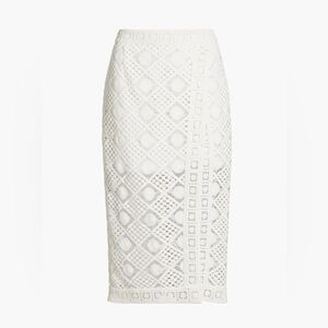 Milly Diamond Crochet Slit Skirt in White